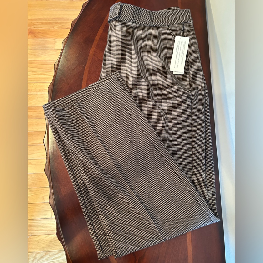 NWT Investments Brown and Tan Houndstooth Pants with Secret Tummy Support